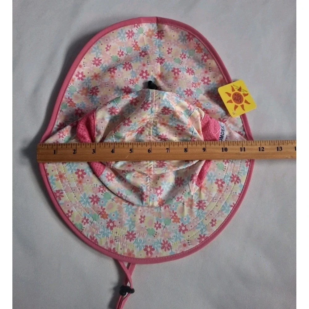 OMDEX Sun Hat‎ Neck Flap Girls Floral Print and UPF 50+ rating Medium